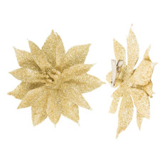 Ялинкова іграшка House Of Seasons Квітка декоративна на кліпсі золота H&S 10 см 3 шт (8720362230809)