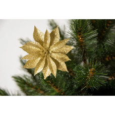 Ялинкова іграшка House Of Seasons Квітка декоративна на кліпсі золота H&S 10 см 3 шт (8720362230809)