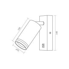 Світильник точковий Videx під лампу GU10 SPF05E настінний з кнопкою білий (VL-SPF05E-W)