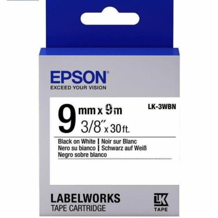 Стрічка для принтера етикеток Epson LK3WBN (C53S653003)