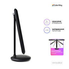 Настільна лампа ColorWay 4W with built-in battery 1800 mAh USB in/out 5V*1A, black (CW-DL02B-B)