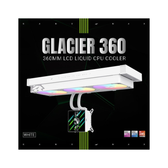 Система рідинного охолодження Gamemax GLACIER 360 LCD WH