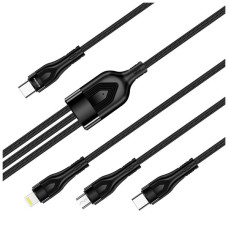 Дата кабель USB 2.0 AM to Lightning + Micro 5P + USB-C 1.2m 3.0A (PD60W data) Black ColorWay (CW-CBPDU3060-BK)