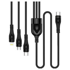 Дата кабель USB 2.0 AM to Lightning + Micro 5P + USB-C 1.2m 3.0A (PD60W data) Black ColorWay (CW-CBPDU3060-BK)