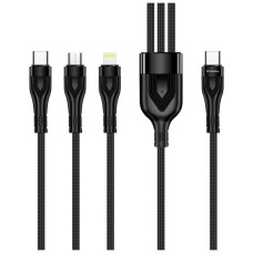Дата кабель USB 2.0 AM to Lightning + Micro 5P + USB-C 1.2m 3.0A (PD60W data) Black ColorWay (CW-CBPDU3060-BK)