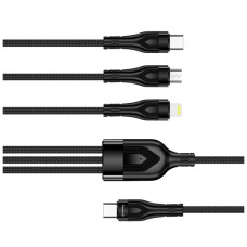 Дата кабель USB 2.0 AM to Lightning + Micro 5P + USB-C 1.2m 3.0A (PD60W data) Black ColorWay (CW-CBPDU3060-BK)