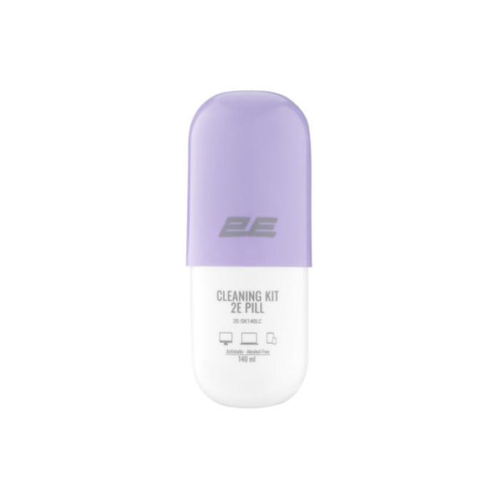 Спрей для очищення 2E PILL 140ml Liquid for office equipment +Microfibre 20 cm, white-lilac (2E-SK140LC)