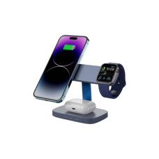 Зарядний пристрій Canyon wireless charger HEXAGON WCS-310 3in1 DarkGrey/Blue (CNS-WCS310DGBL)