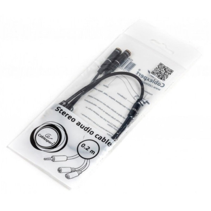 Кабель мультимедійний 3.5mm M to 2x3.5mm F 0.2m (4pin) Cablexpert (CCA-417M)