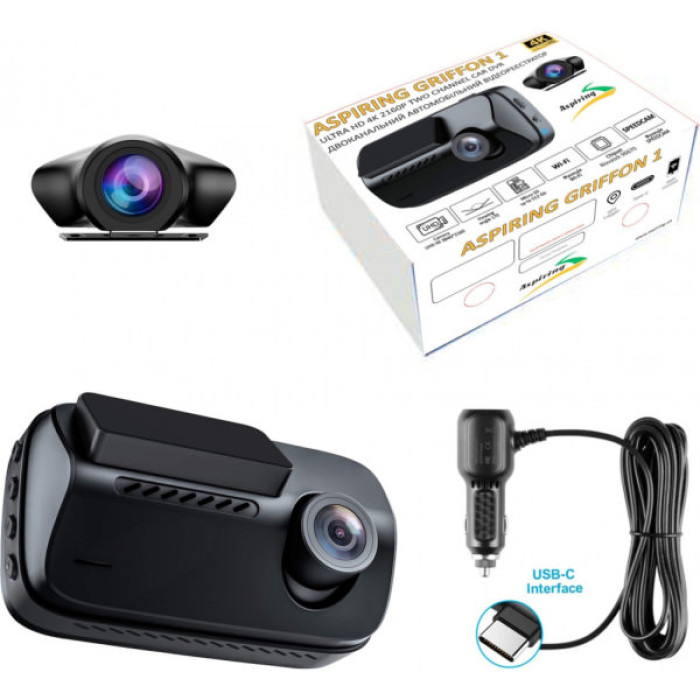 Відеореєстратор Aspiring Griffon 1 Dual 4K Speedcam Wi-Fi GPS (Aspiring Griffon 1 Dual, 4K, Speedcam, Wi-Fi, GPS)