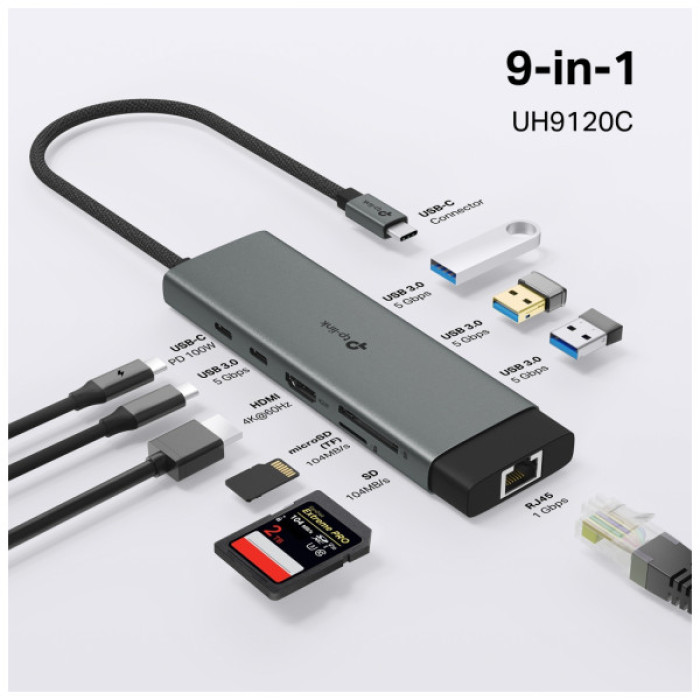 Порт-реплікатор TP-Link USB Type-C 9-в-1 (UH9120C)