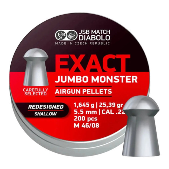 Пульки JSB Exact Jumbo Monster Redesigned SHALLOW 5,52 мм 1,645 г (200 шт/уп) (546189-200)