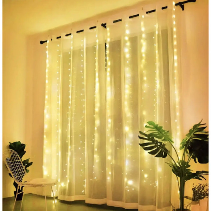 Гірлянда Chomik Штора 3 х 3 м 300 LED Теплий білий USB з пультом (5900779879997)