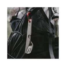 Набір туристичного посуду Naturehike ложка, виделка, ніж з титану CNH22CJ017 сірий з мішечком (6927595711910)