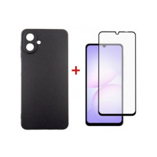 Чохол до мобільного телефона Dengos Carbon Kit for Samsung Galaxy A07 case + glass Black (DG-KM-162)