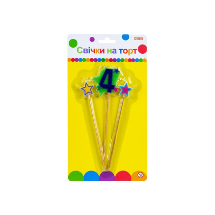 Свічка Maxi Stars "4" висотою 4,5 см, 3 шт. (MX620080-4)