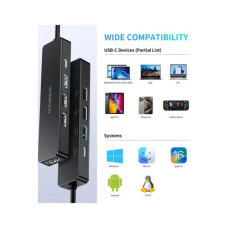 Порт-реплікатор Choetech Dock-Station USB-C 5-in-1 (HDMI/PD/USB-A/USB-C) (HUB-M80-BK)