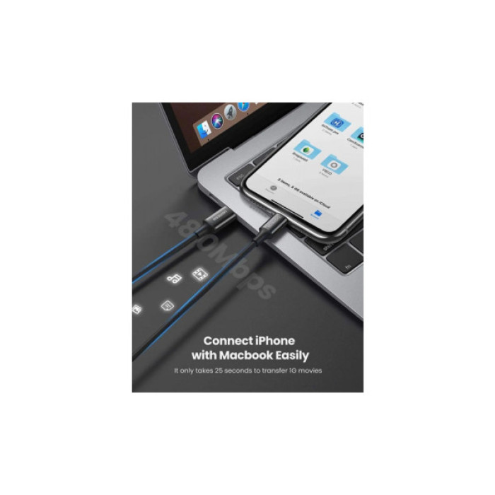 Дата кабель USB-C to Lightning 2.0m 3A US171 black Ugreen (60752)