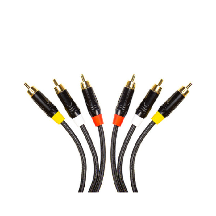 Кабель мультимедійний 3xRCA M to 3xRCA M 1.5m PowerPlant (CA911745)