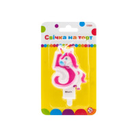 Свічка Maxi двостороння "5" із зображенням єдинорога висотою 7,62 см (MX622066-5)