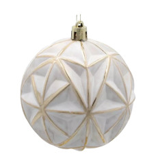Ялинкова іграшка Chomik пластикові кульки 4 шт, 8 см, біло-золотисті (5900779897243)