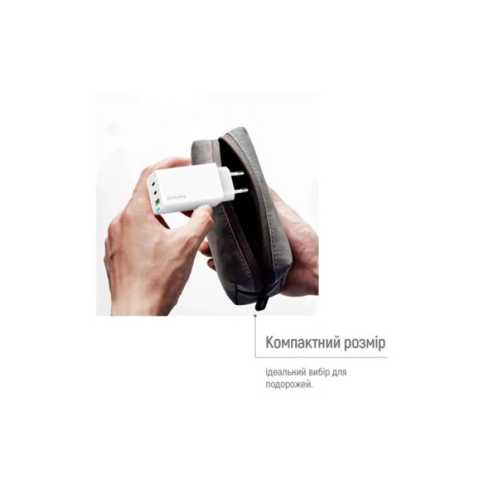 Зарядний пристрій ColorWay GaN Mini 65W PD Port PPS USB (USB-2C1A) white (CW-CHS058PD-WT)
