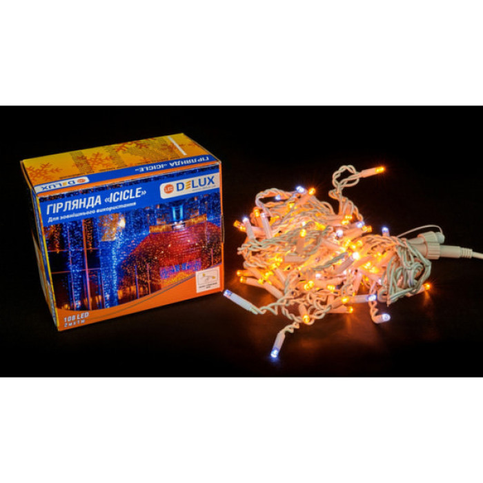 Гірлянда Delux ICICLE 108LED 2x1 м Білий flash Жовтий/Білий IP44 (90015179)