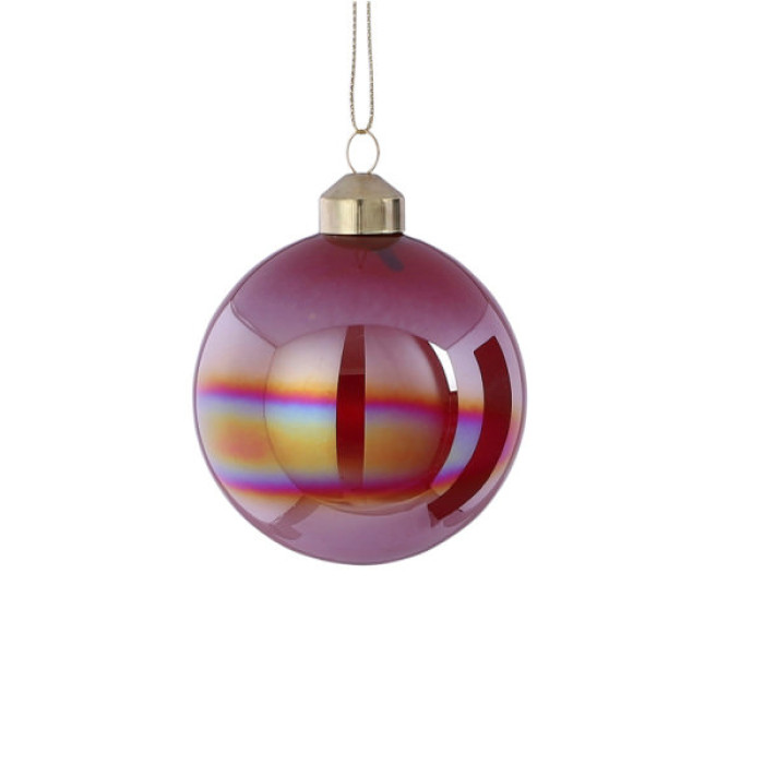 Ялинкова іграшка House Of Seasons Набір скляних кульок глянцевих H&S 12 шт 8 см Темно-рожеві (8720362042495)
