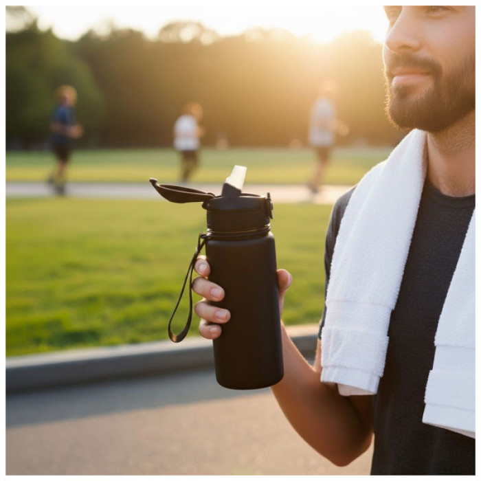 Пляшка для води Line Art Merlo 600 мл чорний (60013818LA-01)