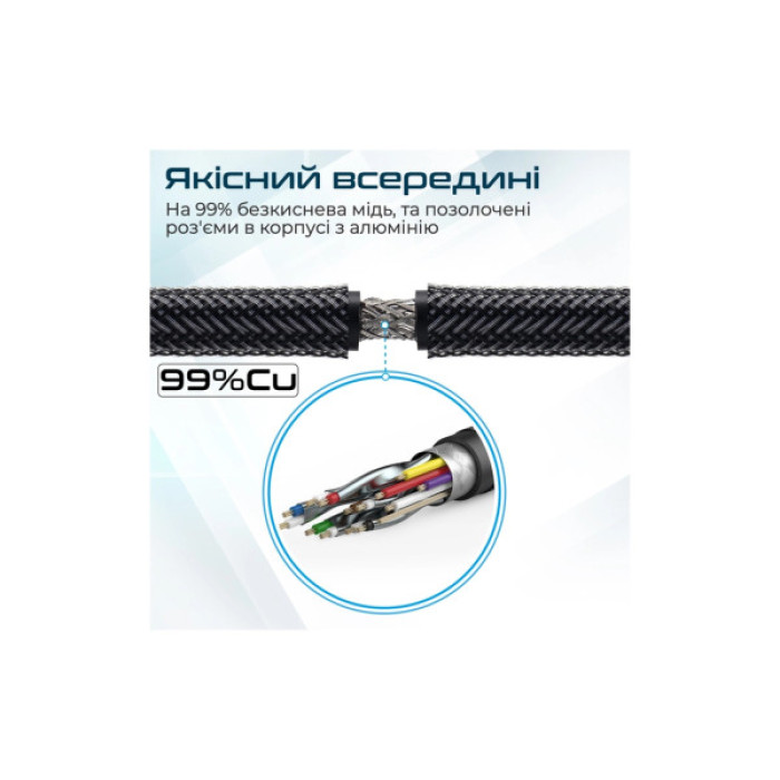 Кабель мультимедійний HDMI M to HDMI M 3.0m V2.0 90° corner Promate (prolink4k1-300.black)