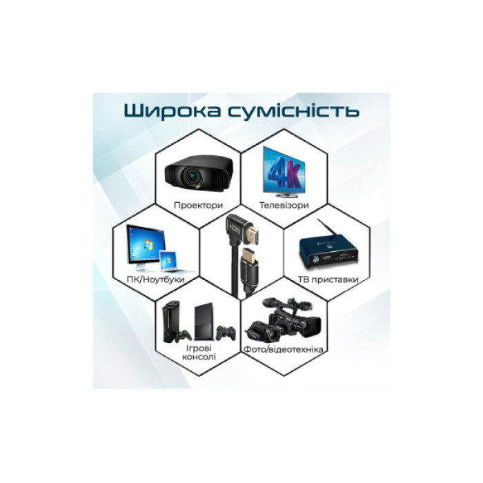 Кабель мультимедійний HDMI M to HDMI M 3.0m V2.0 90° corner Promate (prolink4k1-300.black)