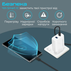 Зарядний пристрій Promate 17W USB-C + USB-A (biplug-2.white)