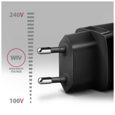 Зарядний пристрій AXAGON 1xUSB + 2xUSB-C 65W QC4+ PD3.0 PPS black (ACU-DPQ65)