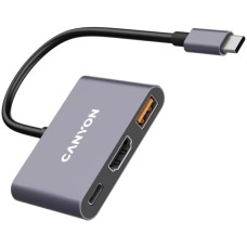 Концентратор Canyon hub DS-4 3in1 USB-C Grey (CNS-TDS4)