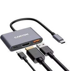 Концентратор Canyon hub DS-4 3in1 USB-C Grey (CNS-TDS4)