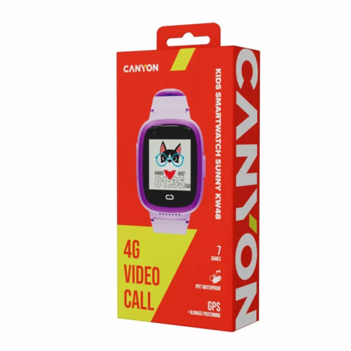 Смарт-годинник Canyon Sunny KW-48 Video 4G GPS Games Music Violet (CNE-KW48VL)