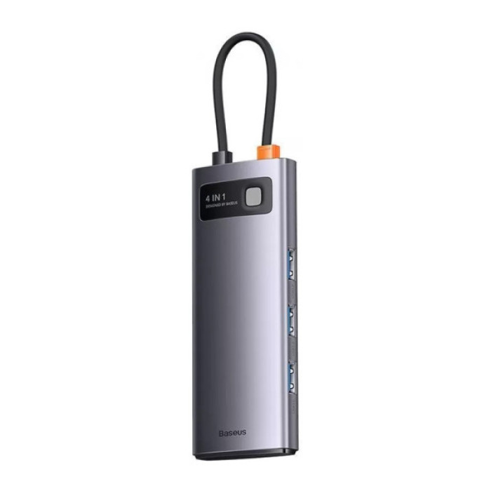 Концентратор Baseus USB-C 4-in-1 4xUSB 3.0 gray (WKWG070013)