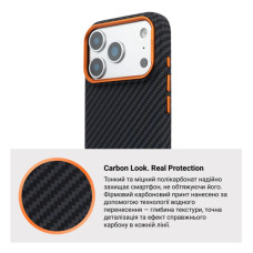 Чохол до мобільного телефона Armorstandart LikeCarbon2 SE MagCase Apple iPhone 17 Pro Black Orange (ARM89161)