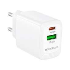 Зарядний пристрій BOROFONE BN27 Fuente 1xUSB-C PD20W + 1xUSB QC3.0 White (6941991120268)