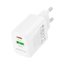 Зарядний пристрій BOROFONE BN27 Fuente 1xUSB-C PD20W + 1xUSB QC3.0 White (6941991120268)