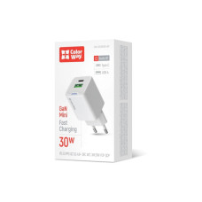 Зарядний пристрій ColorWay GaN Mini 30W PD Port PPS USB (Type-C PD + USB QC4.0) white (CW-CHS053PD-WT)