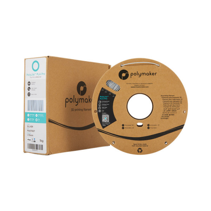Пластик для 3D-принтера Polymaker PLA POLYLITE PRO 1,75mm 1kg METALLIC SILVER (PA07007)