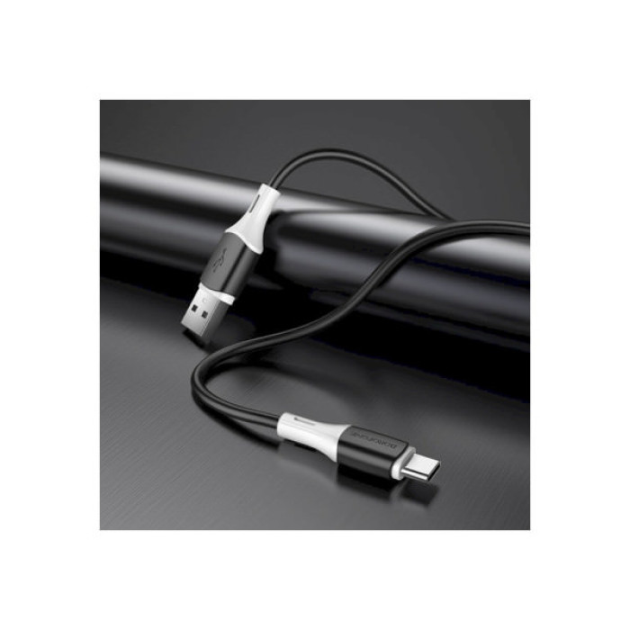 Дата кабель USB 2.0 AM to USB-C 1.0m 3A silicone BX79 black BOROFONE (6974443384789)