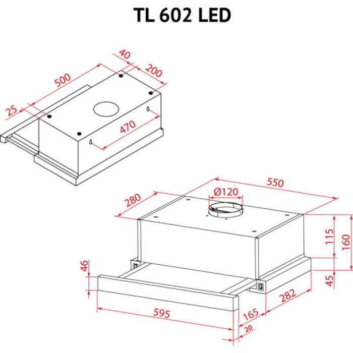 Витяжка кухонна Perfelli TL 602 BL LED