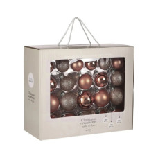 Ялинкова іграшка House Of Seasons Скляні кульки 42 шт D7 см D6 см D5 см Темно-рожеві (8720362102939)