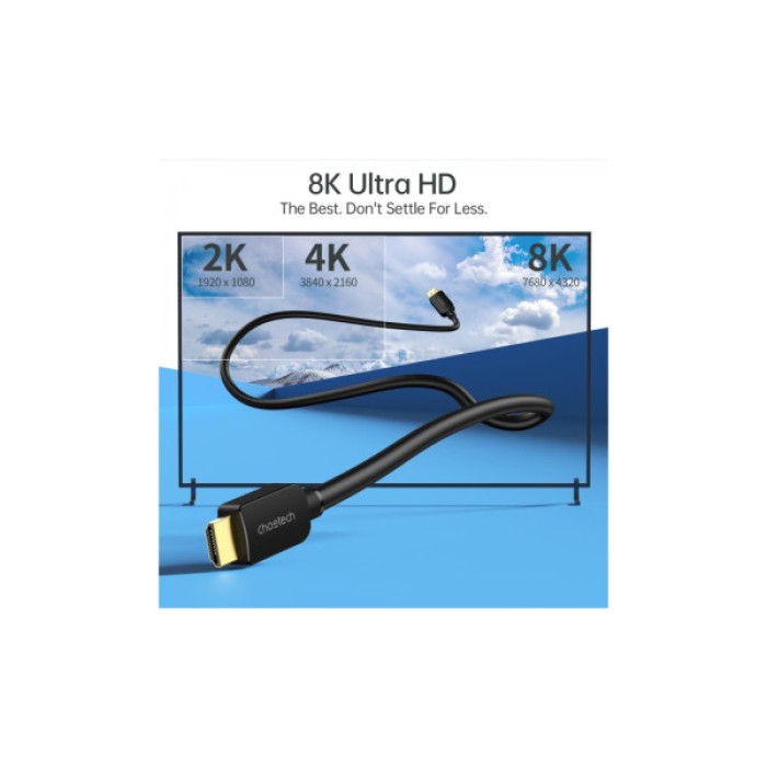 Кабель мультимедійний HDMI M to HDMI M 2.0m V2.1 8K60Hz HDR10 HLG Choetech (XHH-TP20)