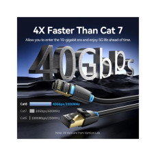Патч-корд 1м, S/FTP cat 8 RJ-45 black Vention (IKABF)