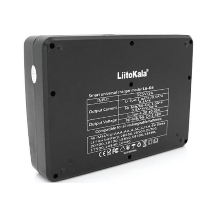 Зарядний пристрій для акумуляторів Liitokala 4 Slots, Ni-MH/Ni-CdAA,AAA,C, Li-ion/IMR32650,21700,18650 (Lii-D4)