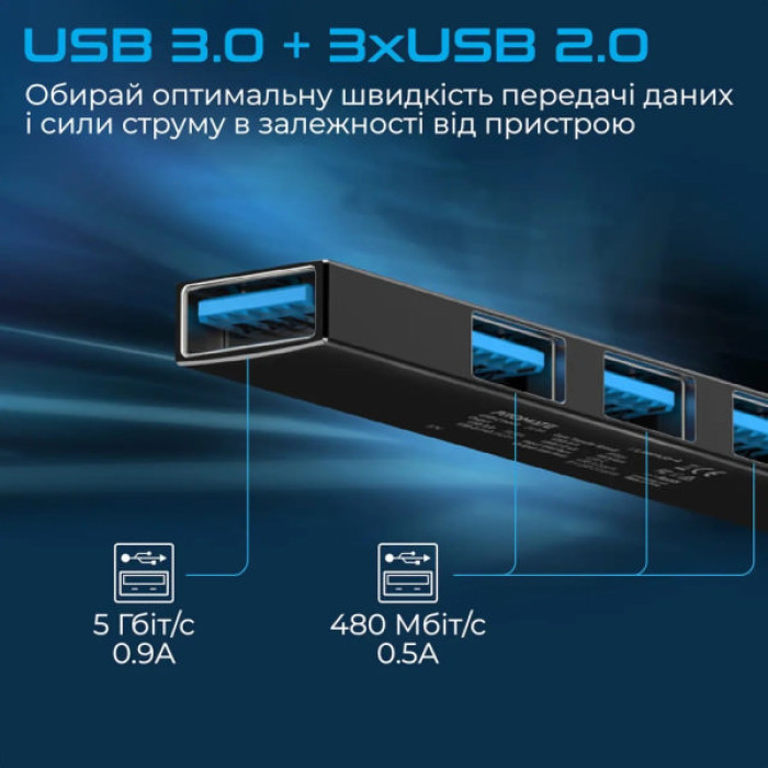 Концентратор Promate USB Hub 4 ports litehub-4.black (litehub-4.black)