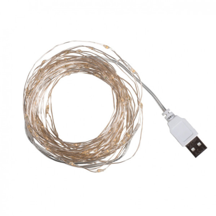 Гірлянда YES! Fun Нитка на мідному дроті 100 LED Холодно-біла 10 м Статична USB (975036)